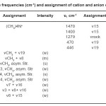 表3 (CH3)4NF的阳离子和阴离子频率(cm-1)和分配