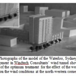 图6：Windtech顾问悉尼顾问的Waterloo型号的照片，展示了在西北角风能对风条件的最佳治疗的细节1