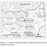 图2。金矿的位置和受砷影响最大的6个村庄
