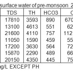 表1 2008年季风前地表水物理化学特征(mg/L