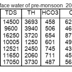 表3 2009年季风前地表水物理化学特征(mg/L