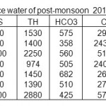 表6 2010年季风后地表水的物理化学特征(mg/L