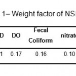 表1:NSFWQI的权重因子