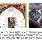 图13-从右到左：纳德迪万贝吉学校凤凰城平面图€™这是波哈拉的入口(斯蒂尔林，2002）画1中走廊屋顶上的凤凰城平面图