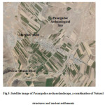 图5：Pasargadae Archaeolandscape的卫星图像，自然结构和古代定居点的组合