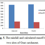 图5：两个卫生部集水区的降雨和计算径流。