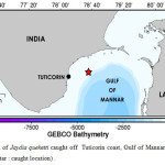 图2. Jaydia Queketti的位置捕获了印度东南海岸的曼纳尔湾湾的Tuticorin海岸。（红星：抓住位置）。