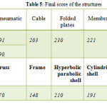 表5：结构的最终得分
