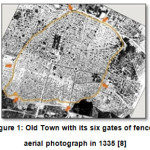 图1：旧城镇六个围栏栅栏，在1335年的空中照片[8]
