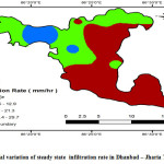 图4 - Dhanbad â€“Jharia镇区稳态入渗率的空间变化