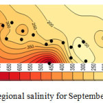 图4 2001年9月区域盐度