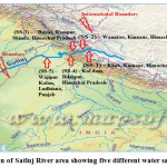 图1:Satluj河区域的位置，显示了五个不同的水样采样站。