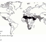 图1.世界上的水可用性;沙特阿拉伯是受威胁领域的一个[5]。