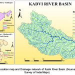 图1  -  Kadvi River Basin的位置地图和排水网络（资料来源：基于印度地图的调查）