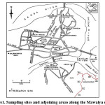 Figure1. Sampling sites and adjoining areas along the Mawaiya drain